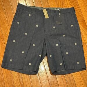 J. Crew Navy Embroidered Men's Shorts NEW Nautical 33” waist